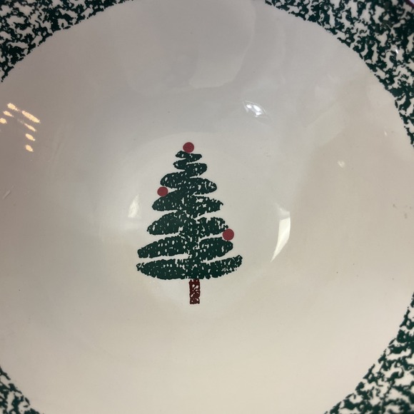 FURIO Home Christmas Tree Large Footed Serving Bowl From Italy Compote PEDESTAL - Picture 2 of 7